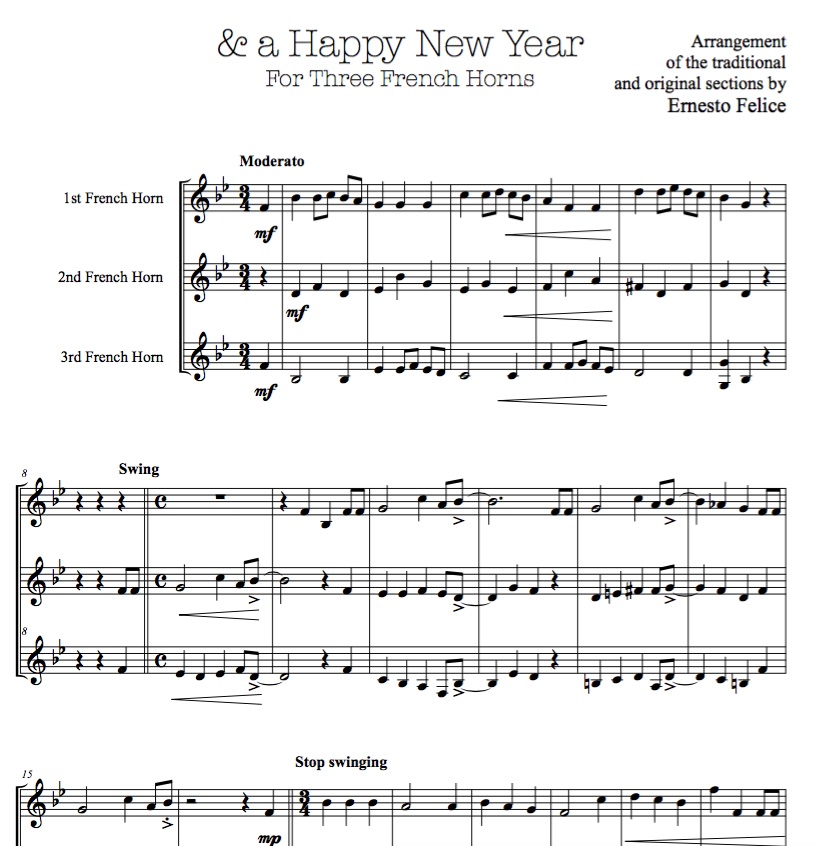 For Three French Horns, & a Happy New Year