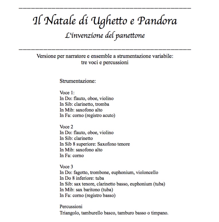 Ughetto and Pandora's Christmas (Il Natale di Ughetto e Pandora) - small ensemble - Score and Parts PDF